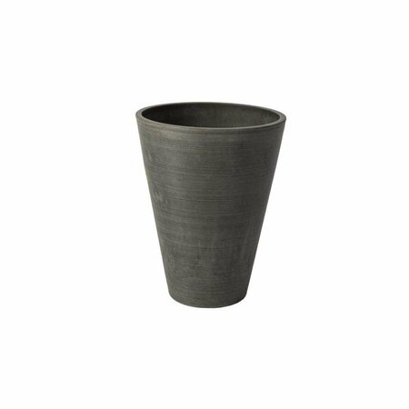 HEAT WAVE Valencia Round Planter Pot - Textured Charcoal - 13 x 10 x 10 in. HE2750568